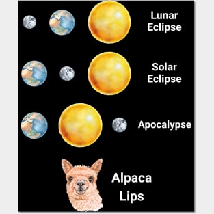 Solar Eclipse 2024 Lunar Apocalypse Alpaca Lips funny design Posters and Art